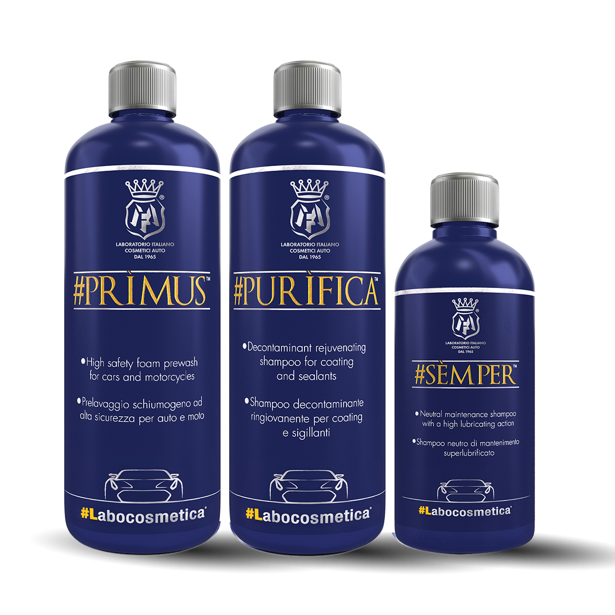 ciclo di lavaggio auto 3pH combinato di Labocosmetica.